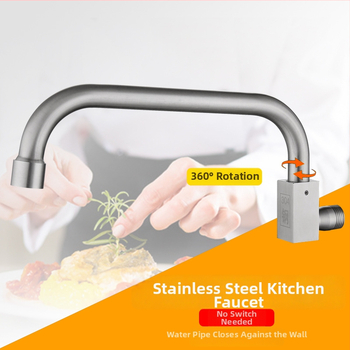 Kuhinjska slavina od 304 nehrđajućeg čelika s rotirajućim swingom, trostruka konstrukcija, način pogona: ključ, model 00043, Brushed završna obrada