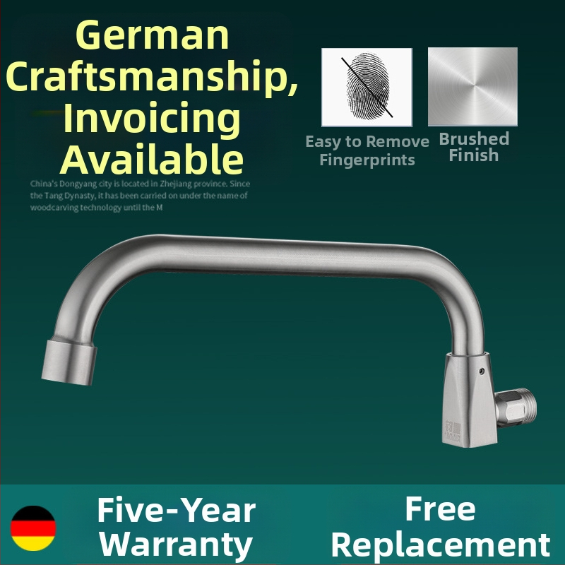 Kuhinjska slavina od 304 nehrđajućeg čelika s rotirajućim swingom, trostruka konstrukcija, način pogona: ključ, model 00043, Brushed završna obrada