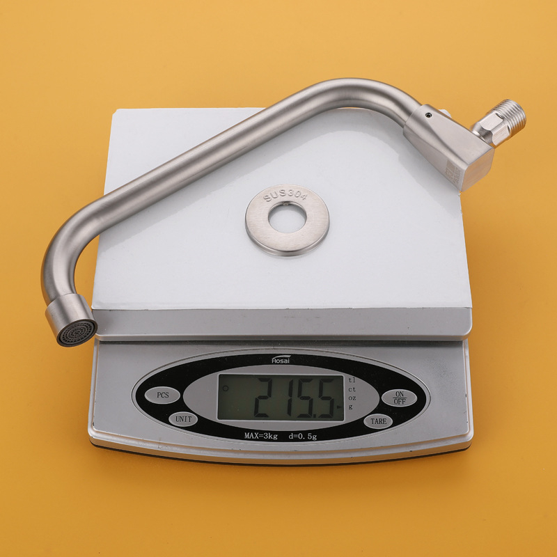 Kuhinjska slavina od 304 nehrđajućeg čelika s rotirajućim swingom, trostruka konstrukcija, način pogona: ključ, model 00043, Brushed završna obrada