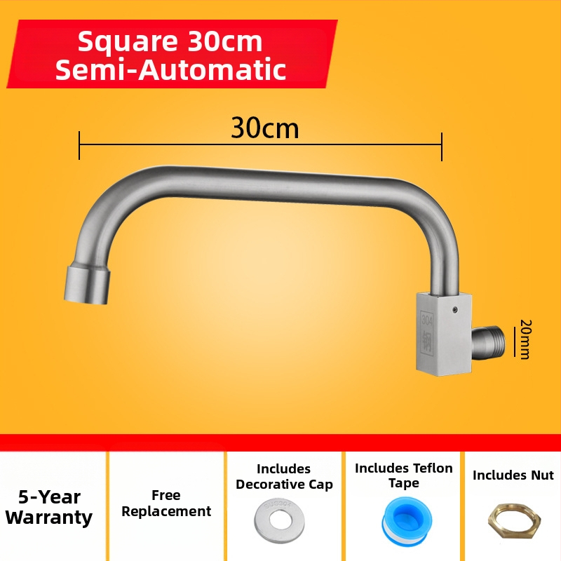 Kuhinjska slavina od 304 nehrđajućeg čelika s rotirajućim swingom, trostruka konstrukcija, način pogona: ključ, model 00043, Brushed završna obrada