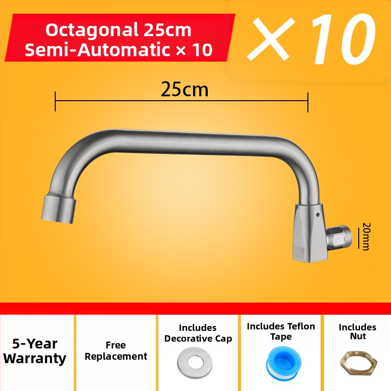 Kuhinjska slavina od 304 nehrđajućeg čelika s rotirajućim swingom, trostruka konstrukcija, način pogona: ključ, model 00043, Brushed završna obrada