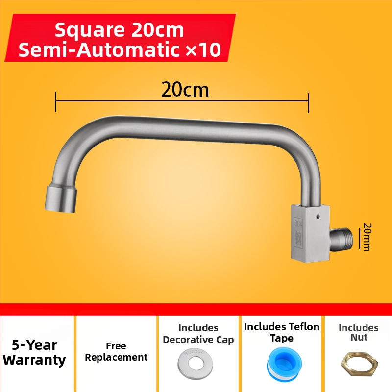 Kuhinjska slavina od 304 nehrđajućeg čelika s rotirajućim swingom, trostruka konstrukcija, način pogona: ključ, model 00043, Brushed završna obrada