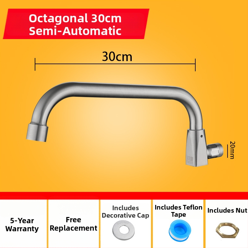Kuhinjska slavina od 304 nehrđajućeg čelika s rotirajućim swingom, trostruka konstrukcija, način pogona: ključ, model 00043, Brushed završna obrada