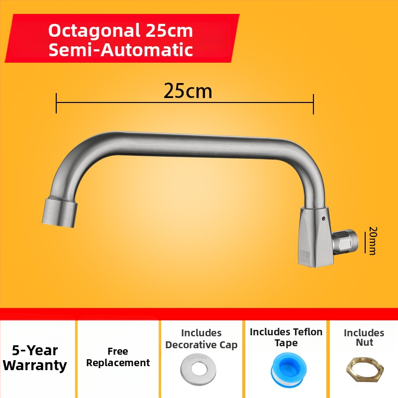 Kuhinjska slavina od 304 nehrđajućeg čelika s rotirajućim swingom, trostruka konstrukcija, način pogona: ključ, model 00043, Brushed završna obrada