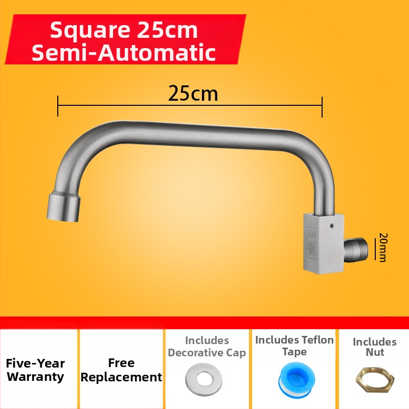 Kuhinjska slavina od 304 nehrđajućeg čelika s rotirajućim swingom, trostruka konstrukcija, način pogona: ključ, model 00043, Brushed završna obrada