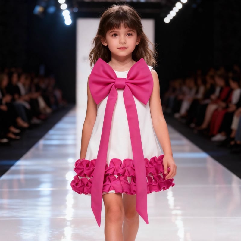 Tüdrukutele: A-liiniga kleit UV-kaitsega Vinylon-kangast, puuvillane vooder, sõlm detail, 3–8-aastased, sügis 2025