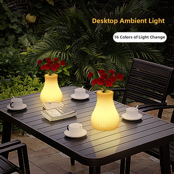 RGB dekoratīvā lampa ar ziedu kompozīciju baram/KTV – galda vāzes formas gaismas lampa, modelis XC-297, 5V, materiāls: plastika, stils: moderns minimālisms, ražošana pēc rasējumiem.