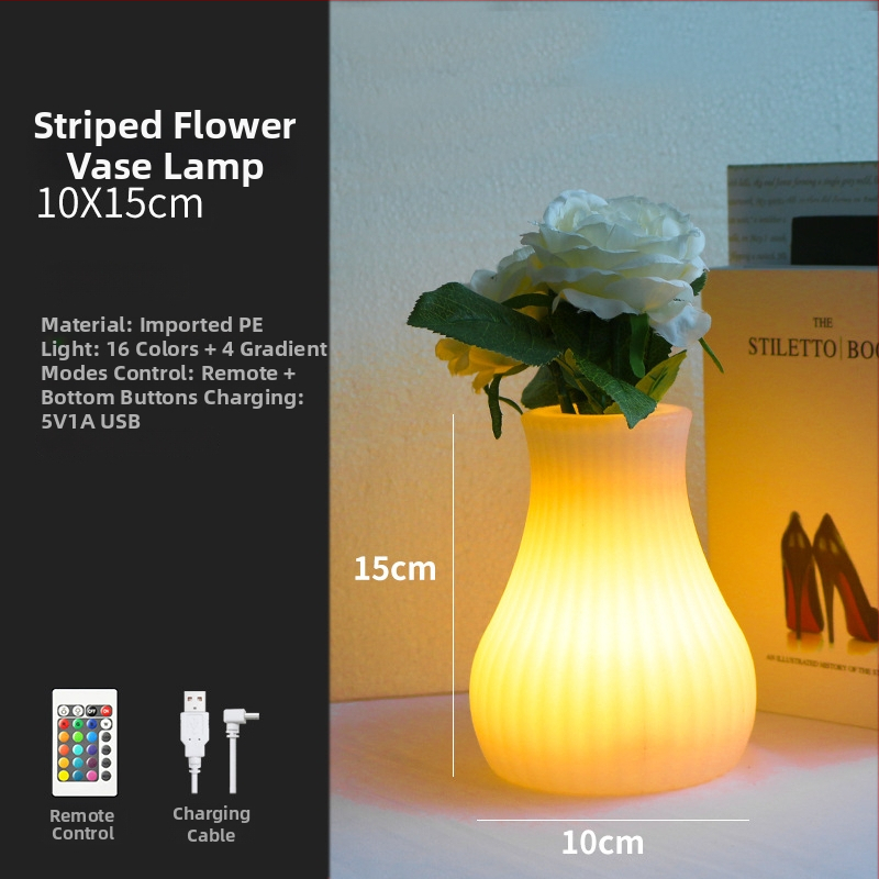 RGB dekoratīvā lampa ar ziedu kompozīciju baram/KTV – galda vāzes formas gaismas lampa, modelis XC-297, 5V, materiāls: plastika, stils: moderns minimālisms, ražošana pēc rasējumiem.