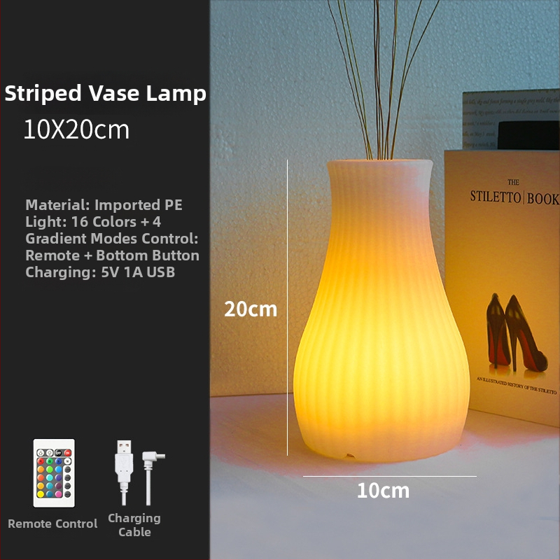 RGB dekoratīvā lampa ar ziedu kompozīciju baram/KTV – galda vāzes formas gaismas lampa, modelis XC-297, 5V, materiāls: plastika, stils: moderns minimālisms, ražošana pēc rasējumiem.