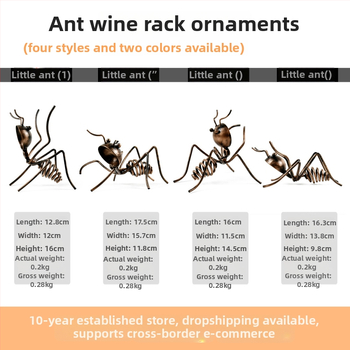 Vasból készült borosállvány rajzfilmszerű hangyamotívummal otthoni és bár dekorációhoz