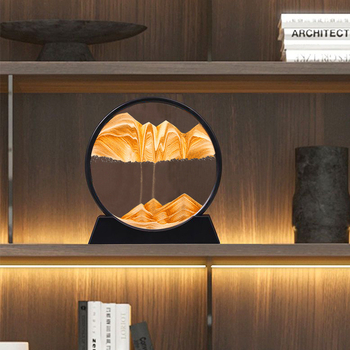 Tekošā smilšu dekora darbs dzīvojamā istabā un birojā, mūsdienīgs minimālisma stils, viegls luksusa smilšu mākslas darbs