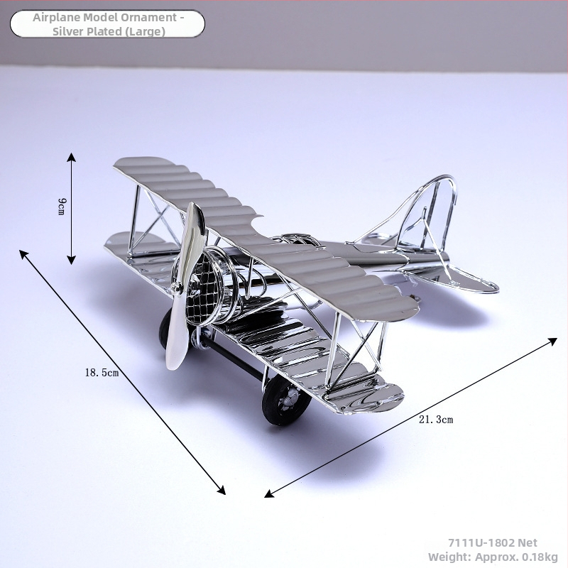 Fémből készült északi stílusú repülőgép modell dísz — modern minimalista dekoráció otthonra és az irodába