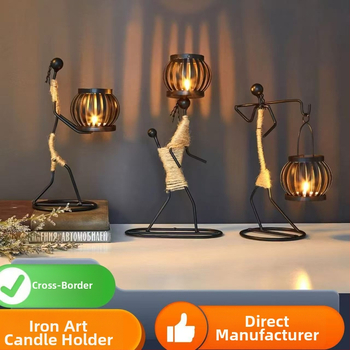 Vasból készült gyertyatartó, nordic stílusú, kézzel készített, asztali dekoráció otthonra, étterembe és bárba