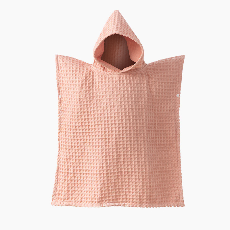 Gyerekeknek szóló kapucnis fürdőlepedő - Lusu youpin, 100% pamut, kétszeresen rétegű waffles szövet, nedvszívó, sima szövésű (plain weave), 300-400 g