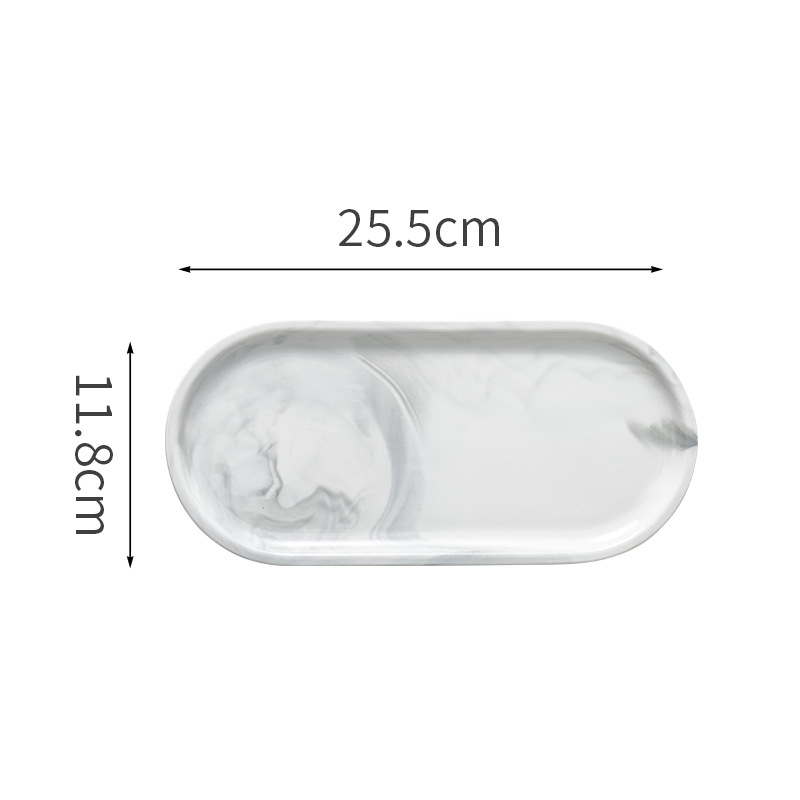 Keramikas Nordic marmora raksta servēšanas plate un griešanas dēlis, plakana plate ar ovālu uzglabāšanas nodalījumu un taisnstūra trauks, glazēta virsma, pielāgojama, drošs iepakojums