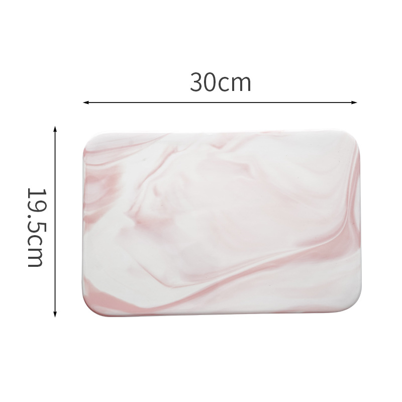 Keramikas Nordic marmora raksta servēšanas plate un griešanas dēlis, plakana plate ar ovālu uzglabāšanas nodalījumu un taisnstūra trauks, glazēta virsma, pielāgojama, drošs iepakojums