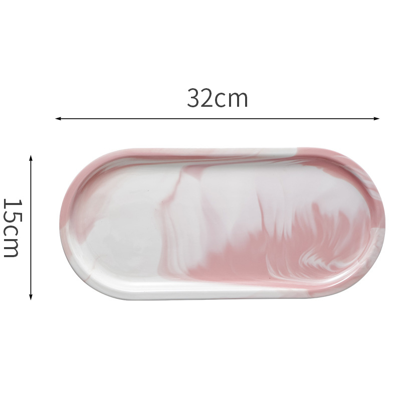 Keramikas Nordic marmora raksta servēšanas plate un griešanas dēlis, plakana plate ar ovālu uzglabāšanas nodalījumu un taisnstūra trauks, glazēta virsma, pielāgojama, drošs iepakojums