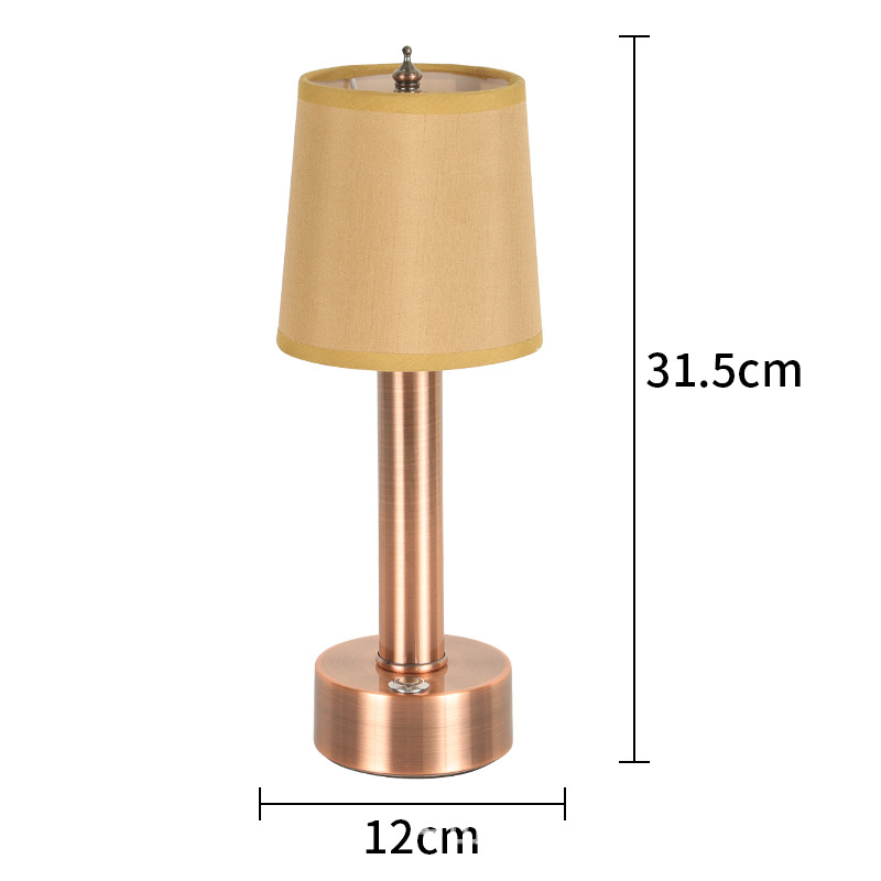 LED uzlādes nordiskā galda lampa ar auduma abažūru – piemērota guļamistabai, bāram un kafejnīcai, nakts gaisma, modelis HT-TD1W8, piederums: dzelzs, spriegums ≤36V, funkcijas: dekors, DIY, atmosfēras gaisma