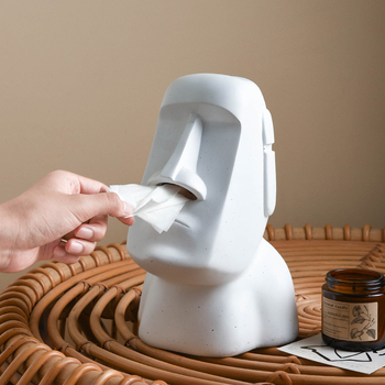 Servetėlių dėžutė iš rezino su akmeninės statulos dizainu, skandinaviškas stilius, namų dekoras, verslo dovana