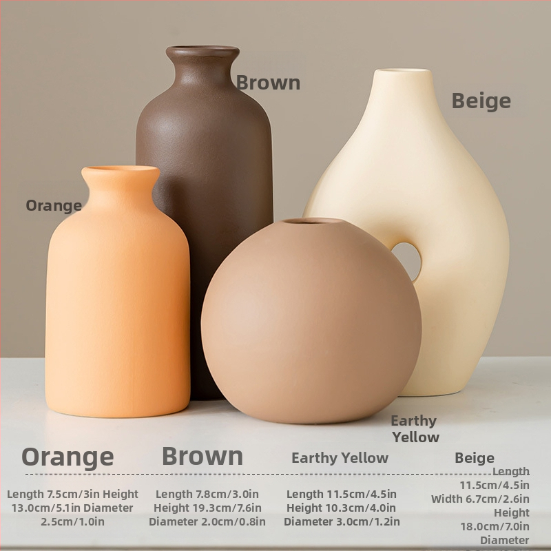 Porcelánová súprava váz — moderný minimalistický keramický set, štyri kusy, Zhiyu baihua (Materiál: Porcelán; Značka: Zhiyu baihua; Kategória: Váza; Štýl: Moderný minimalistický)