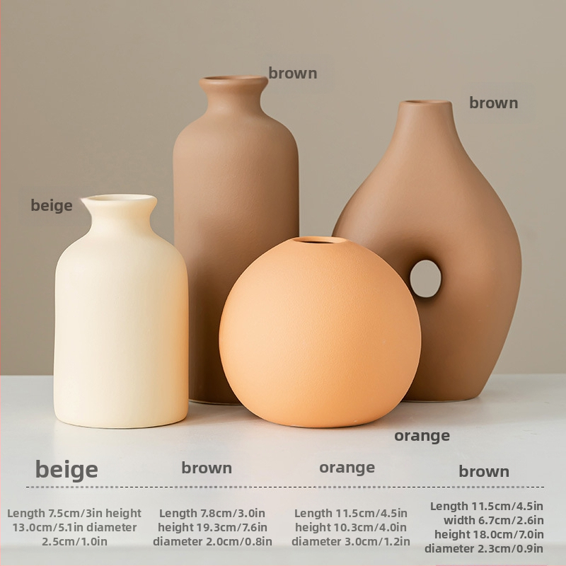 Porcelánová súprava váz — moderný minimalistický keramický set, štyri kusy, Zhiyu baihua (Materiál: Porcelán; Značka: Zhiyu baihua; Kategória: Váza; Štýl: Moderný minimalistický)
