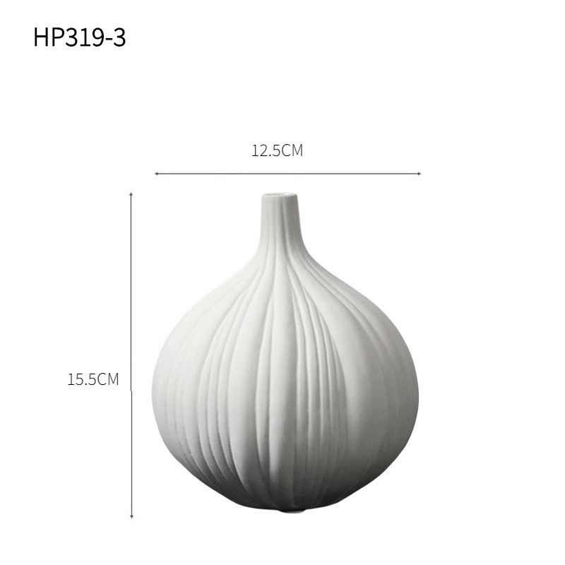 Vaza u obliku češnjaka, keramička, moderni minimalistički stil