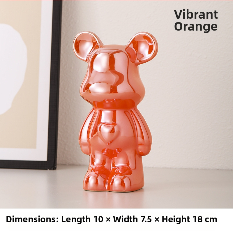 Keramička karikatura medvjedić figurica, monocromirano glazirani porculan, sladak stil, obična ambalaža.