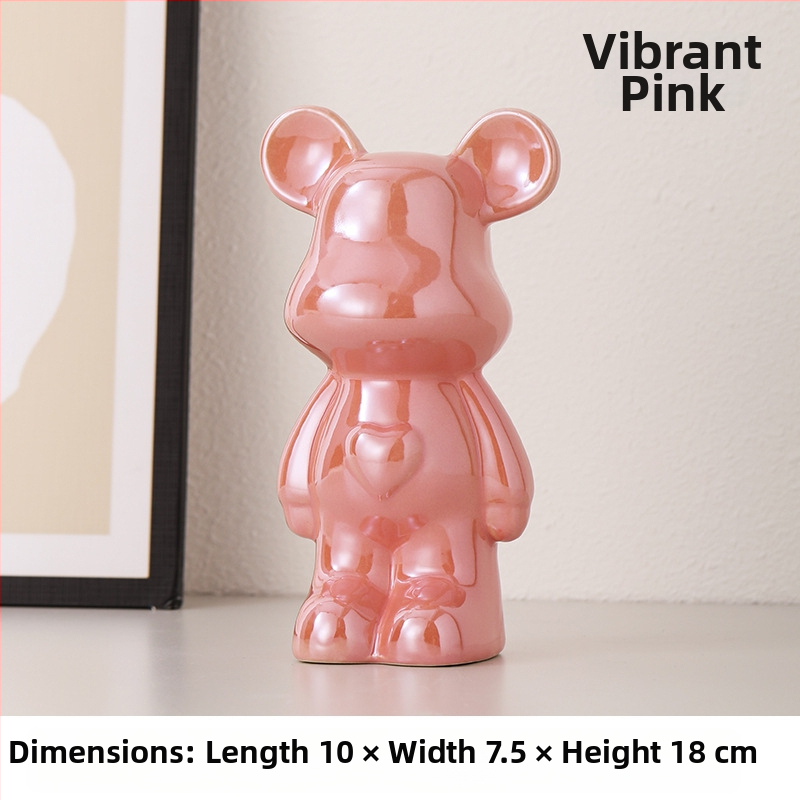 Keramička karikatura medvjedić figurica, monocromirano glazirani porculan, sladak stil, obična ambalaža.