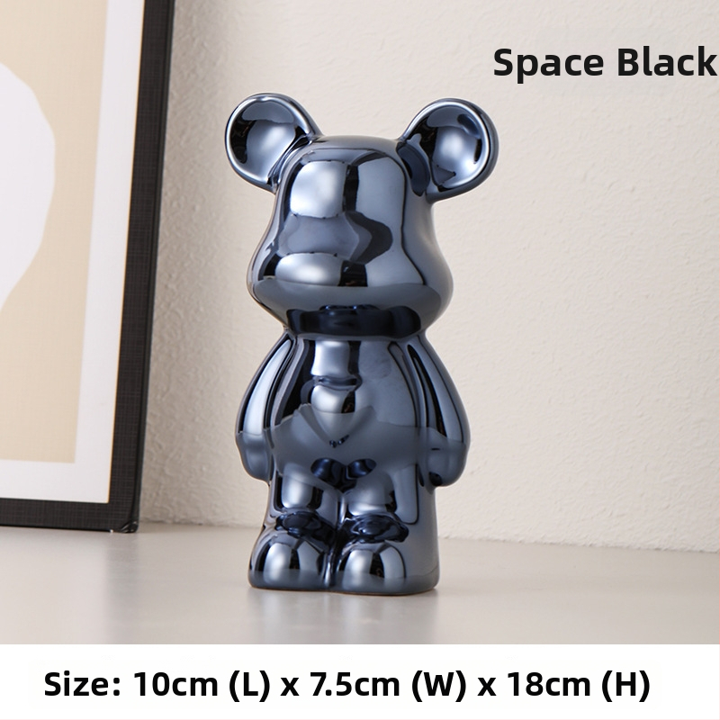 Keramička karikatura medvjedić figurica, monocromirano glazirani porculan, sladak stil, obična ambalaža.