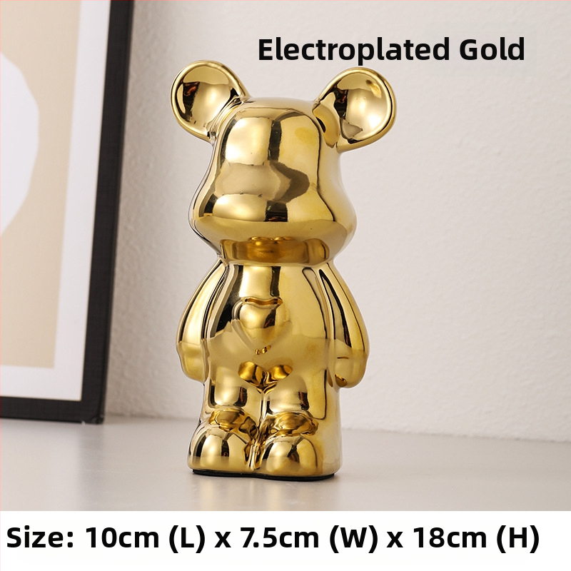 Keramička karikatura medvjedić figurica, monocromirano glazirani porculan, sladak stil, obična ambalaža.