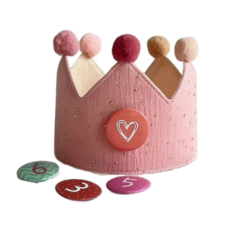 Bērnu dzimšanas dienas cepure‑vainags rekvizīts fotogrāfijām, audums, pielāgojama, individuāli iepakota, vecuma grupas 0–3, 3–6, 6–10, 10+