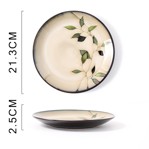 Portselaninė apvali gili plokštelė su gėlių raštu, kaimiškas stilius, po glazūra apdaila, tinkama mikrobangų krosnelėms