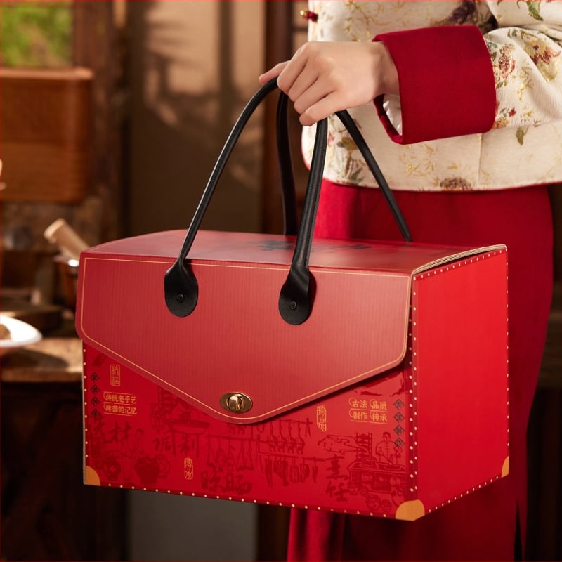 Κουτί δώρου με φορητό σχεδιασμό τσάντας, ειδικό χαρτί, UV επίστρωση, κινέζικο στυλ