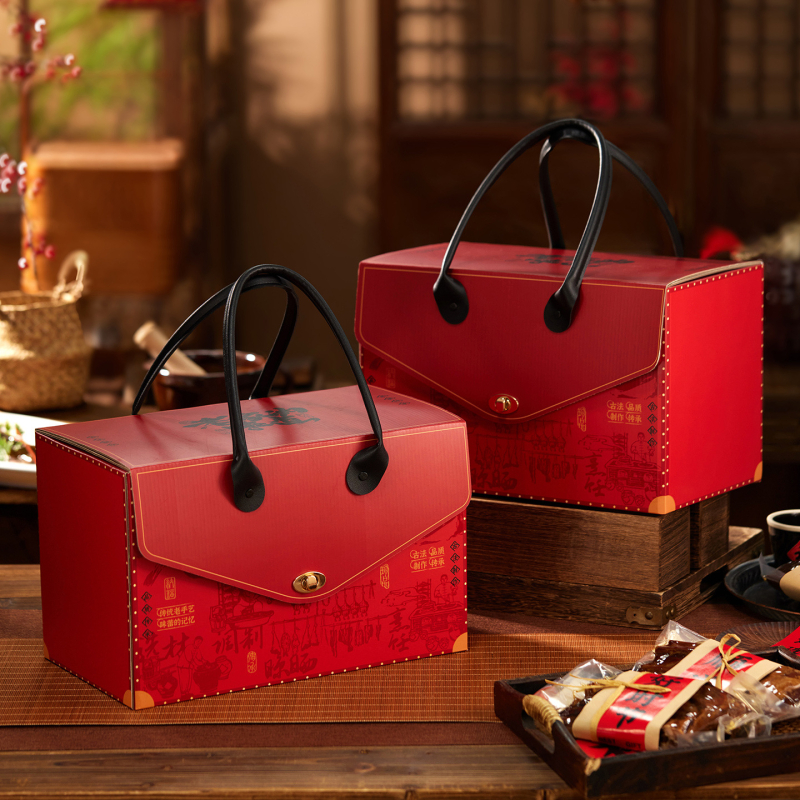 Κουτί δώρου με φορητό σχεδιασμό τσάντας, ειδικό χαρτί, UV επίστρωση, κινέζικο στυλ