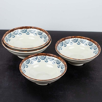 Melaminė sriubų dubenėlis su gėlių raštu, apvalios formos, tinkamas viešbučiams ir restoranams; logotipo spausdinimas ir pritaikymas prieinami