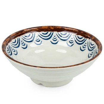 Melaminė sriubų dubenėlis su gėlių raštu, apvalios formos, tinkamas viešbučiams ir restoranams; logotipo spausdinimas ir pritaikymas prieinami