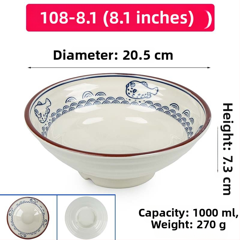 Melaminė sriubų dubenėlis su gėlių raštu, apvalios formos, tinkamas viešbučiams ir restoranams; logotipo spausdinimas ir pritaikymas prieinami