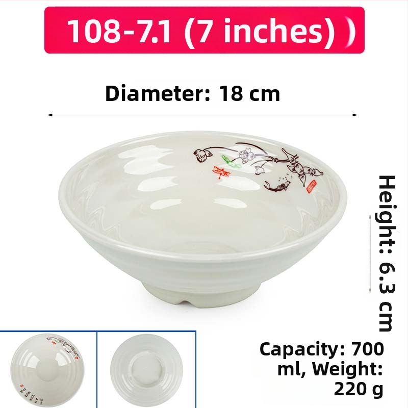 Melaminė sriubų dubenėlis su gėlių raštu, apvalios formos, tinkamas viešbučiams ir restoranams; logotipo spausdinimas ir pritaikymas prieinami