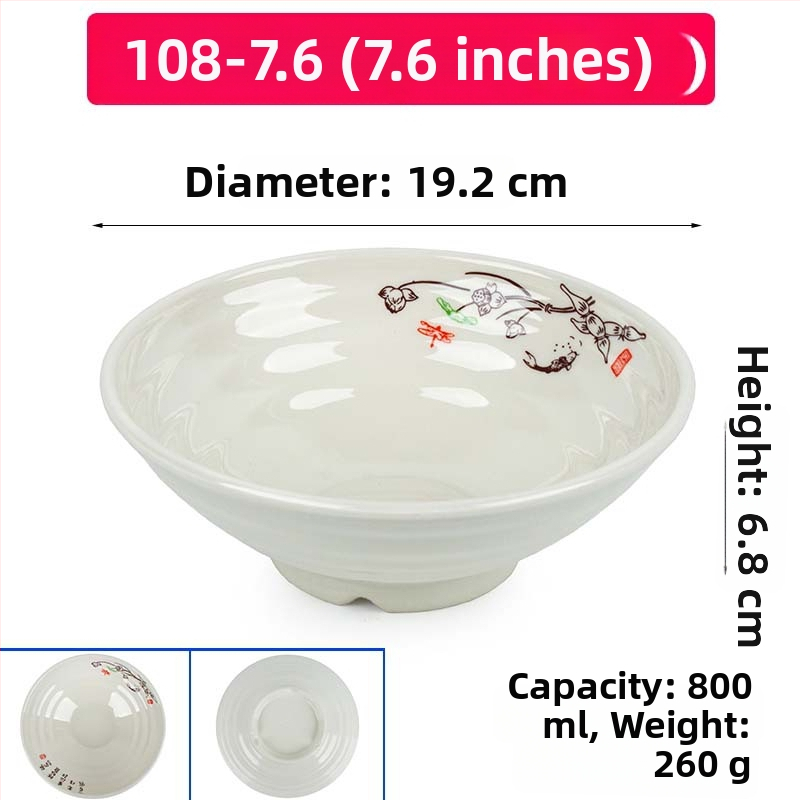 Melaminė sriubų dubenėlis su gėlių raštu, apvalios formos, tinkamas viešbučiams ir restoranams; logotipo spausdinimas ir pritaikymas prieinami