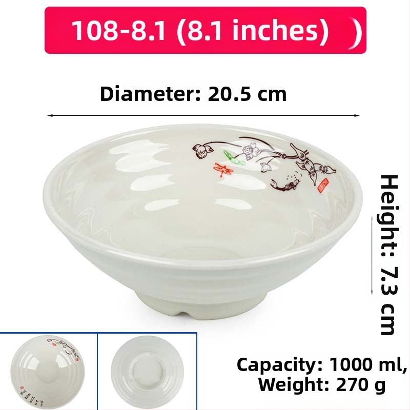 Melaminė sriubų dubenėlis su gėlių raštu, apvalios formos, tinkamas viešbučiams ir restoranams; logotipo spausdinimas ir pritaikymas prieinami