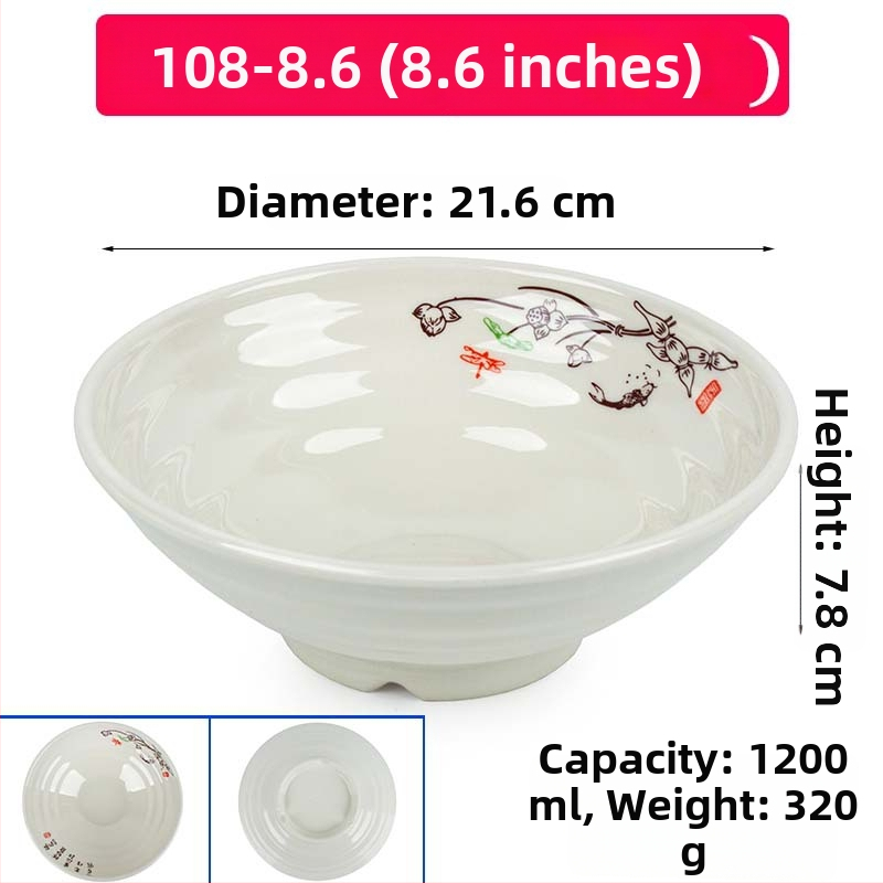 Melaminė sriubų dubenėlis su gėlių raštu, apvalios formos, tinkamas viešbučiams ir restoranams; logotipo spausdinimas ir pritaikymas prieinami