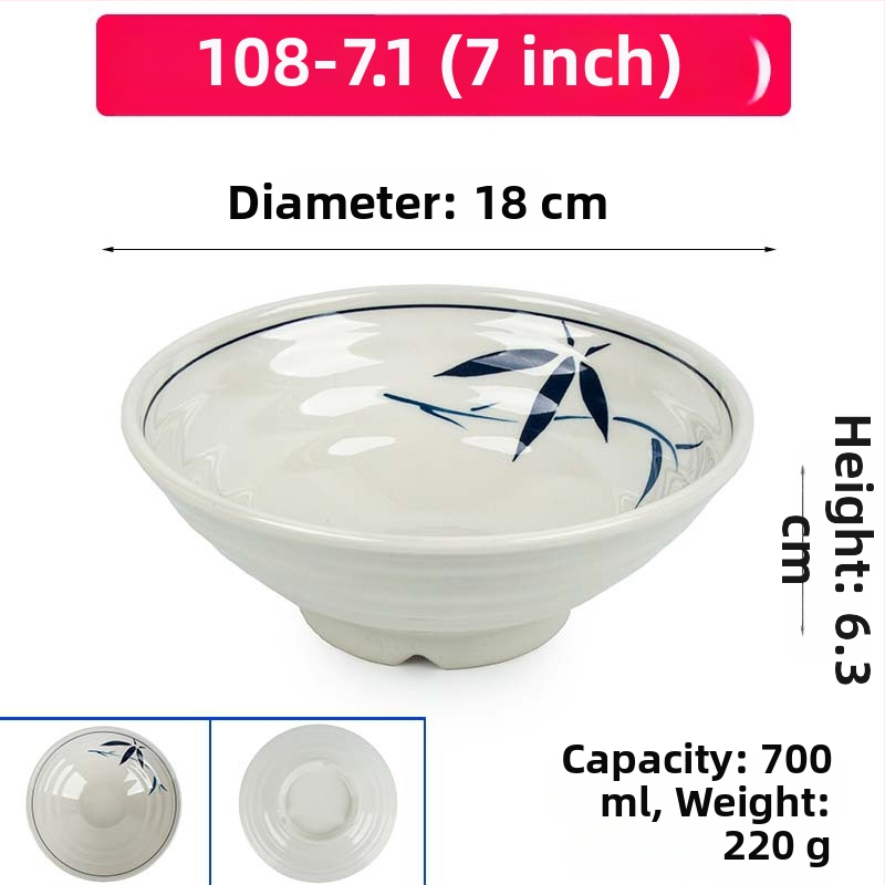 Melaminė sriubų dubenėlis su gėlių raštu, apvalios formos, tinkamas viešbučiams ir restoranams; logotipo spausdinimas ir pritaikymas prieinami