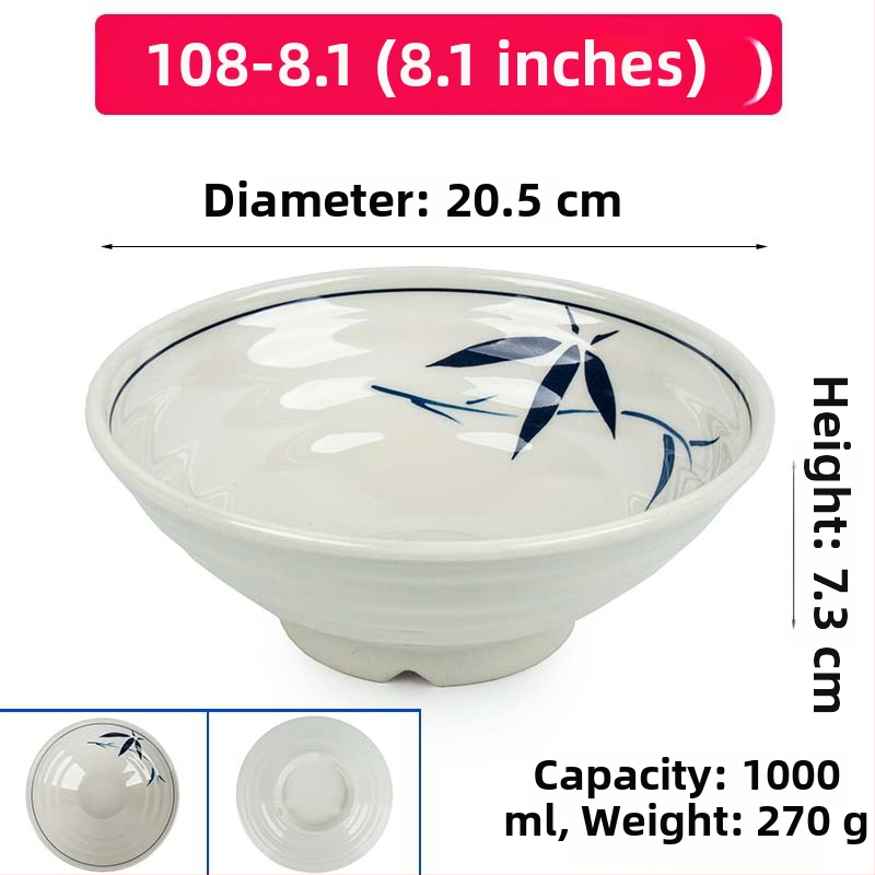 Melaminė sriubų dubenėlis su gėlių raštu, apvalios formos, tinkamas viešbučiams ir restoranams; logotipo spausdinimas ir pritaikymas prieinami