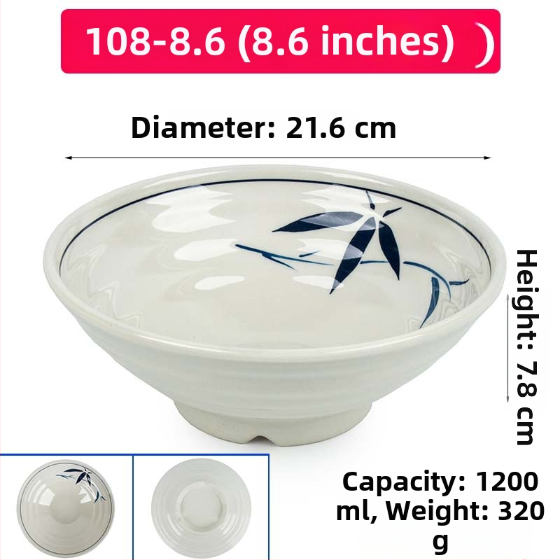 Melaminė sriubų dubenėlis su gėlių raštu, apvalios formos, tinkamas viešbučiams ir restoranams; logotipo spausdinimas ir pritaikymas prieinami