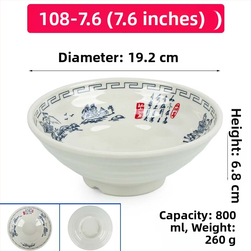 Melaminė sriubų dubenėlis su gėlių raštu, apvalios formos, tinkamas viešbučiams ir restoranams; logotipo spausdinimas ir pritaikymas prieinami