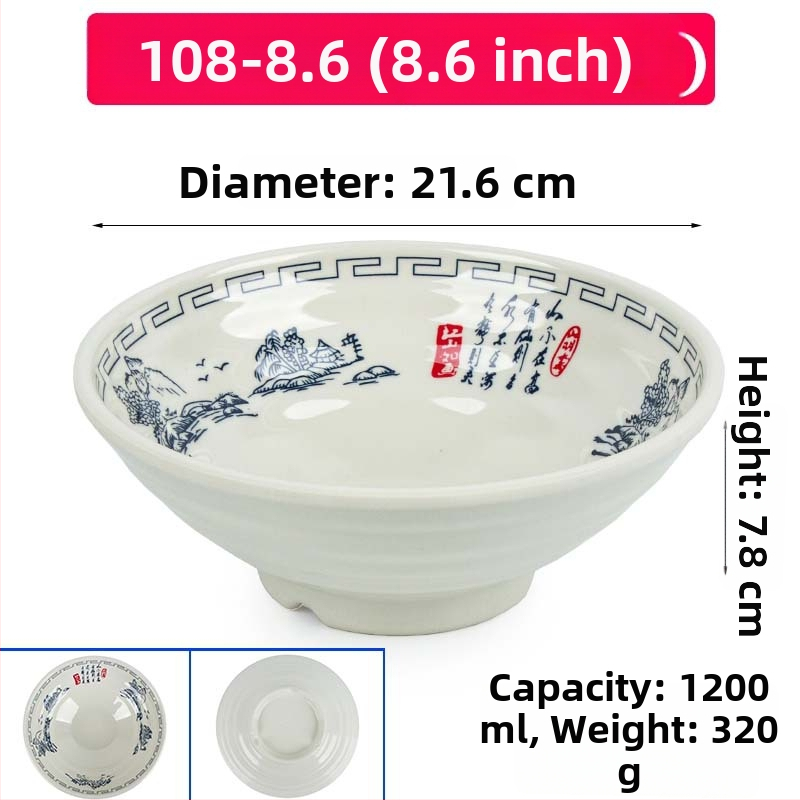 Melaminė sriubų dubenėlis su gėlių raštu, apvalios formos, tinkamas viešbučiams ir restoranams; logotipo spausdinimas ir pritaikymas prieinami