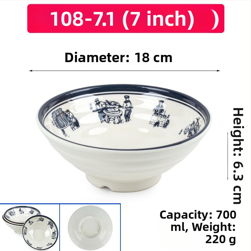 Melaminė sriubų dubenėlis su gėlių raštu, apvalios formos, tinkamas viešbučiams ir restoranams; logotipo spausdinimas ir pritaikymas prieinami