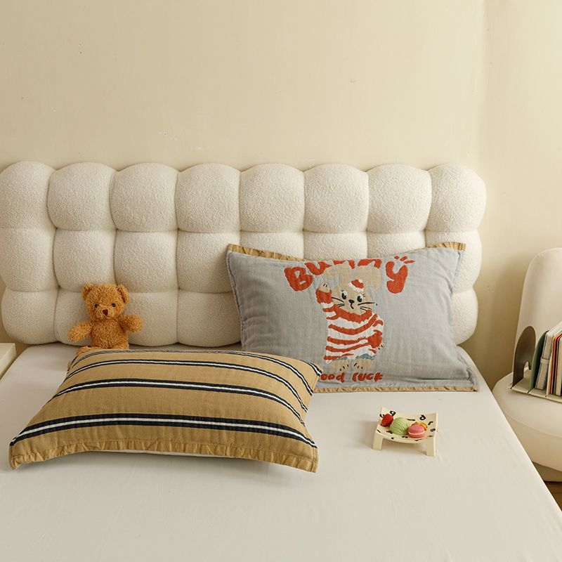 Navlake za jastuke od 100% pamuka, četiri sloja opranog gaznog materijala, jacquard uzorak s cartoon motivom, set od dva komada, nježne na kožu