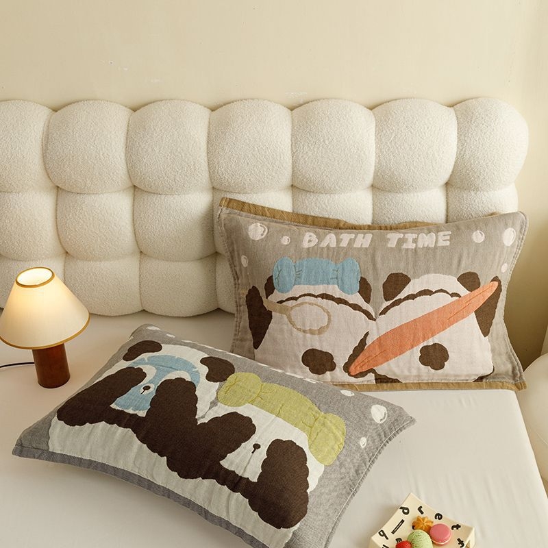 Navlake za jastuke od 100% pamuka, četiri sloja opranog gaznog materijala, jacquard uzorak s cartoon motivom, set od dva komada, nježne na kožu