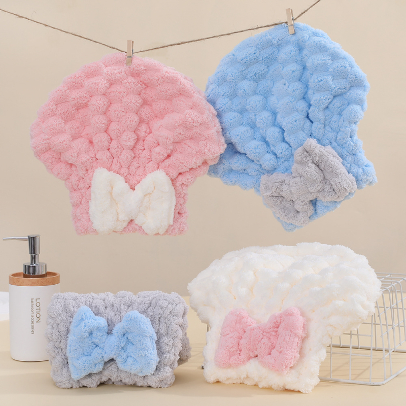 Korall plüssből készült hajszárító sapka, 150D, varrás, vágott velúr, sima szövés, súly 50–79 g